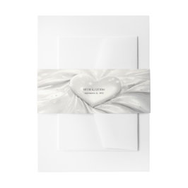 Elegant White Cream Heart Uitnodigingen Wikkel
