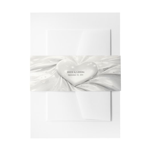 Elegant White Cream Heart Uitnodigingen Wikkel (Voorkant Voorbeeld)