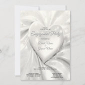 Elegant White Cream Heart Verloving Uitnodiging (Voorkant)