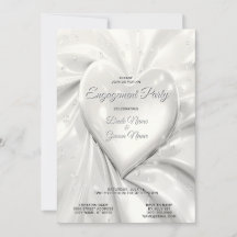 Elegant White Cream Heart Verloving Uitnodiging