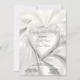 Elegant White Cream Heart Verloving Uitnodiging