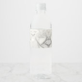 Elegant White Cream Heart Water Bottle Label Waterfles Etiket (Voorkant)
