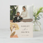 Elegant White Cream Modern Photo Wedding  Kaart (Staand voorkant)