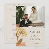 Elegant White Cream Modern Photo Wedding  Kaart (Voorkant / Achterkant)