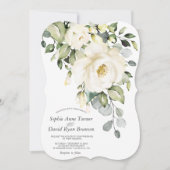 Elegant White Cream Waterverf Flowers Weddenschap Kaart (Voorkant)