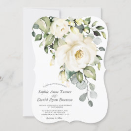 Elegant White Cream Waterverf Flowers Weddenschap Kaart