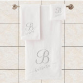 Elegant White Custom Monogram Name Bad Handdoek