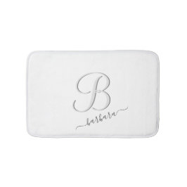 Elegant White Custom Monogram Name Badmat