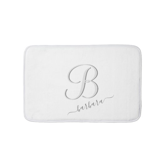 Elegant White Custom Monogram Name Badmat (Voorkant)