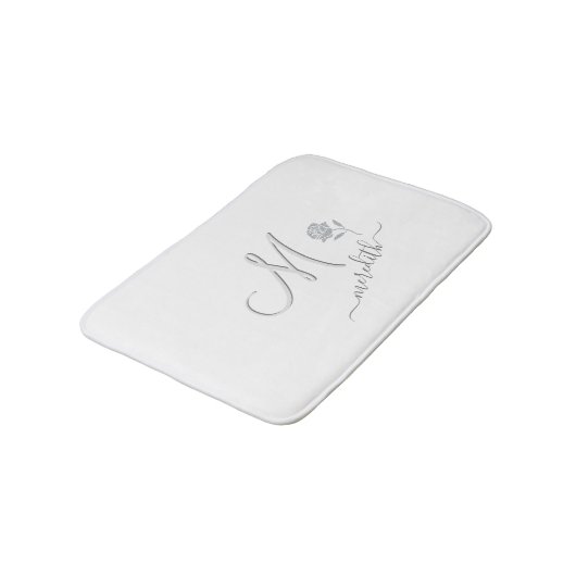 Elegant White Custom Monogram Name Badmat (Gekanteld)