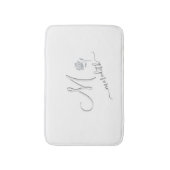 Elegant White Custom Monogram Name Badmat (Voorkant Verticaal)