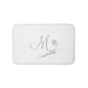 Elegant White Custom Monogram Name Badmat