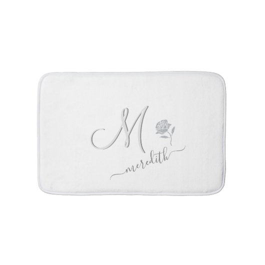 Elegant White Custom Monogram Name Badmat (Voorkant)