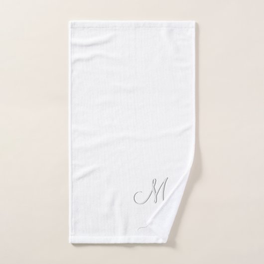 Elegant White Custom Monogram Name Flower Bad Handdoek (Handdoek)