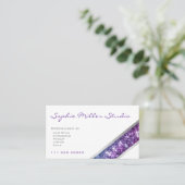 Elegant White Custom Photo Services en Open Hours Visitekaartje (Staand voorkant)