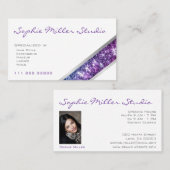 Elegant White Custom Photo Services en Open Hours Visitekaartje (Voorkant / Achterkant)