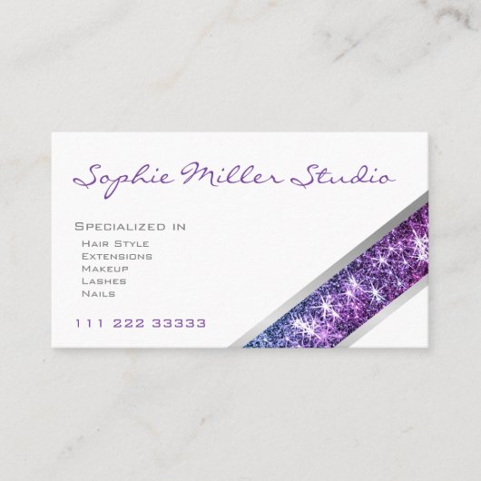 Elegant White Custom Photo Services en Open Hours Visitekaartje (Voorkant)