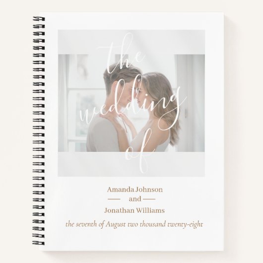 Elegant White Custom Photo Weddenschap Book Notitieboek (Voorkant)