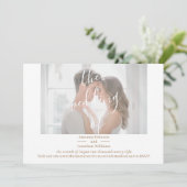 Elegant White Custom Photo Wedding Invitation Kaart (Staand voorkant)