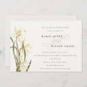 Elegant White Daffodil Couples Shower Invite Bedankkaart (Voorkant / Achterkant)