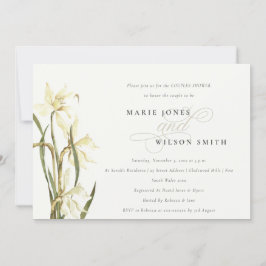 Elegant White Daffodil Couples Shower Invite Bedankkaart
