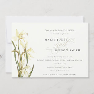 Elegant White Daffodil Couples Shower Invite Bedankkaart