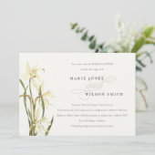 Elegant White Daffodil Rehearsal Dinner Invite Bedankkaart (Staand voorkant)