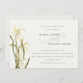 Elegant White Daffodil Rehearsal Dinner Invite Bedankkaart (Voorkant / Achterkant)