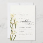 Elegant White Daffodil Waterverf Wedding Invite Bedankkaart (Voorkant)
