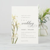 Elegant White Daffodil Waterverf Wedding Invite Bedankkaart (Staand voorkant)