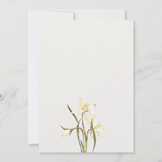 Elegant White Daffodil Waterverf Wedding Invite Bedankkaart (Achterkant)