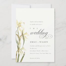 Elegant White Daffodil Waterverf Wedding Invite Bedankkaart