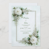 Elegant White Dahlia Botanical Frame Wedding Kaart (Voorkant / Achterkant)