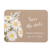 Elegant White Daisies beige Save the Date Wedding Magneet (Horizontaal)
