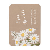 Elegant White Daisies beige Save the Date Wedding Magneet (Verticaal)