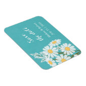 Elegant White Daisies Blauwgroen Save the Date Wed Magneet (Rechterzijde)