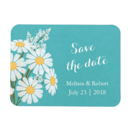 Elegant White Daisies Blauwgroen Save the Date Wed Magneet