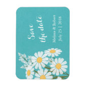 Elegant White Daisies Blauwgroen Save the Date Wed Magneet (Verticaal)