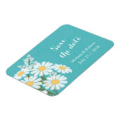 Elegant White Daisies Blauwgroen Save the Date Wed Magneet (Linkerzijde)