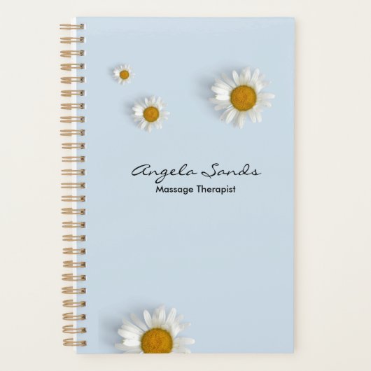 Elegant white daisies blue planner (Voorkant)