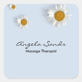 Elegant white daisies blue vierkante sticker