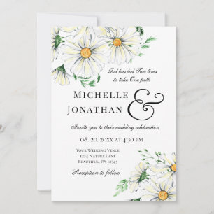 Elegant White Daisies Floral Christelijk Wedding Kaart