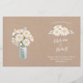 Elegant White Daisies Mason Jar Wedding Programme (Voorkant)