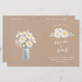 Elegant White Daisies Mason Jar Wedding Programme (Voorkant / Achterkant)