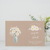 Elegant White Daisies Mason Jar Wedding Programme (Staand voorkant)