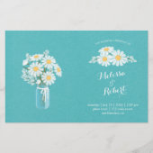 Elegant White Daisies Mason Jar Wedding Programme (Voorkant)