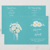 Elegant White Daisies Mason Jar Wedding Programme (Voorkant / Achterkant)