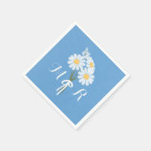 Elegant White Daisies over Blue Monogram Wedding Servet (Hoek)