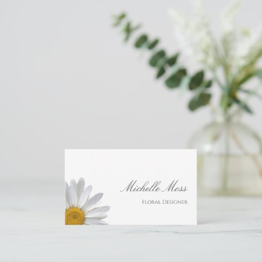 Elegant White Daisy Floral Designer Visitekaartje (Staand voorkant)