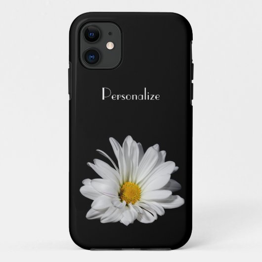 Elegant White Daisy Flower met naam Case-Mate iPhone Case (Achterkant)